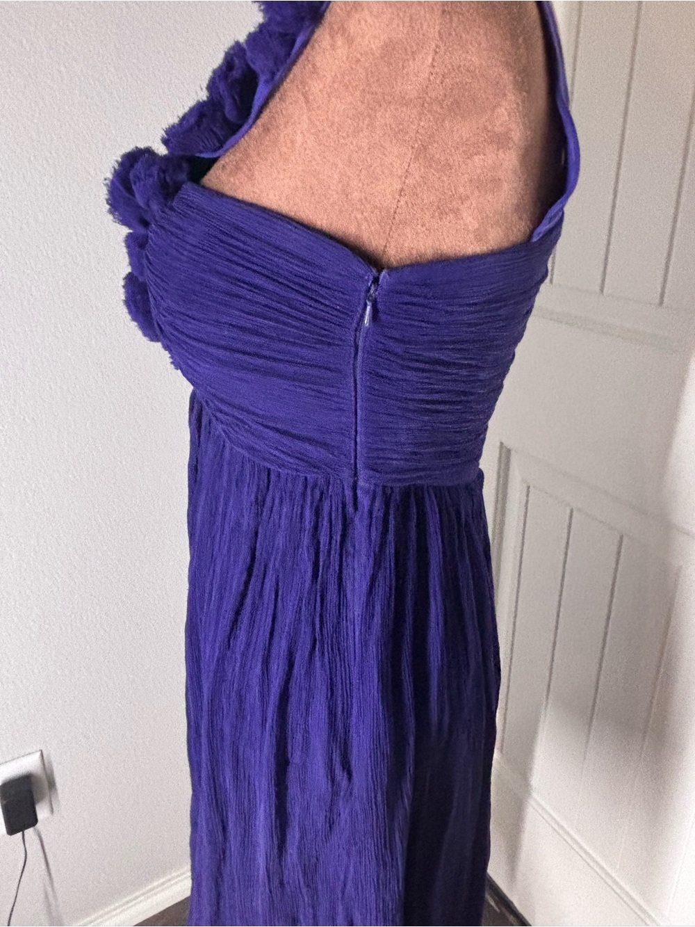 Maggy London Silk Purple One-Shoulder A-Line Women's Dress - Picture 4 of 6